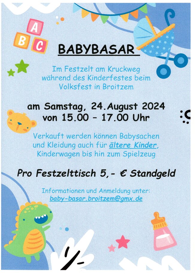 Baby- und Kinderbasar auf dem Festzelt in Broitzem während des Kinderfestes