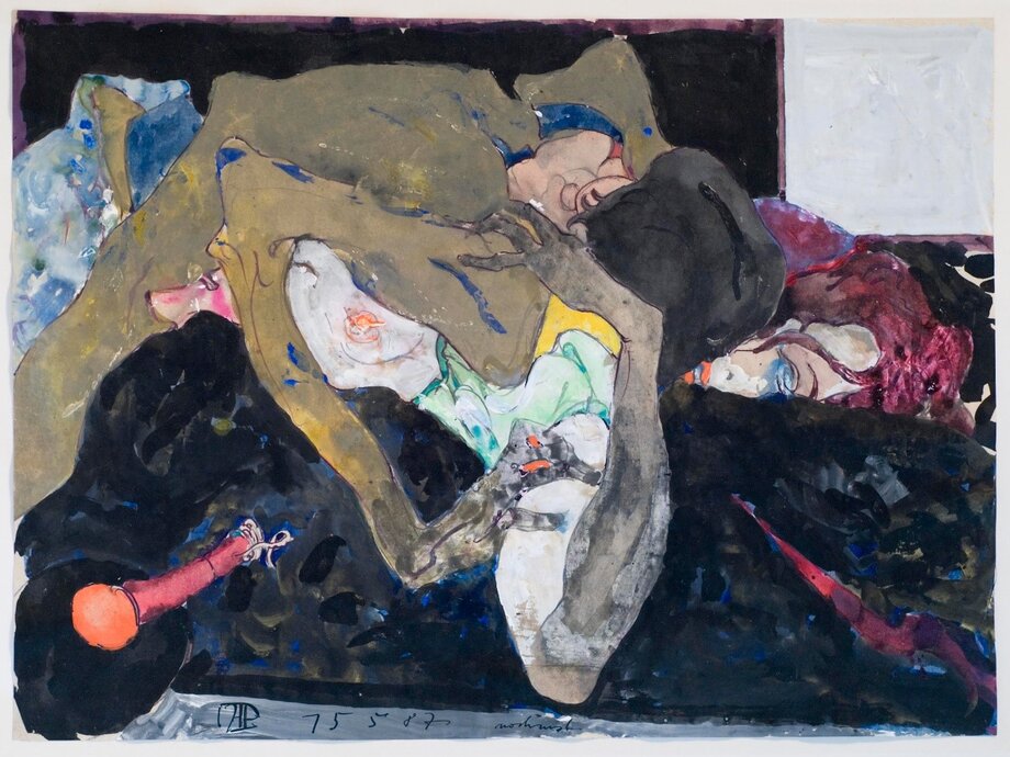 Horst Janssen, Nochmal, 1987, Gouache und Tusche auf Papier, Galerie Brockstedt, Berlin