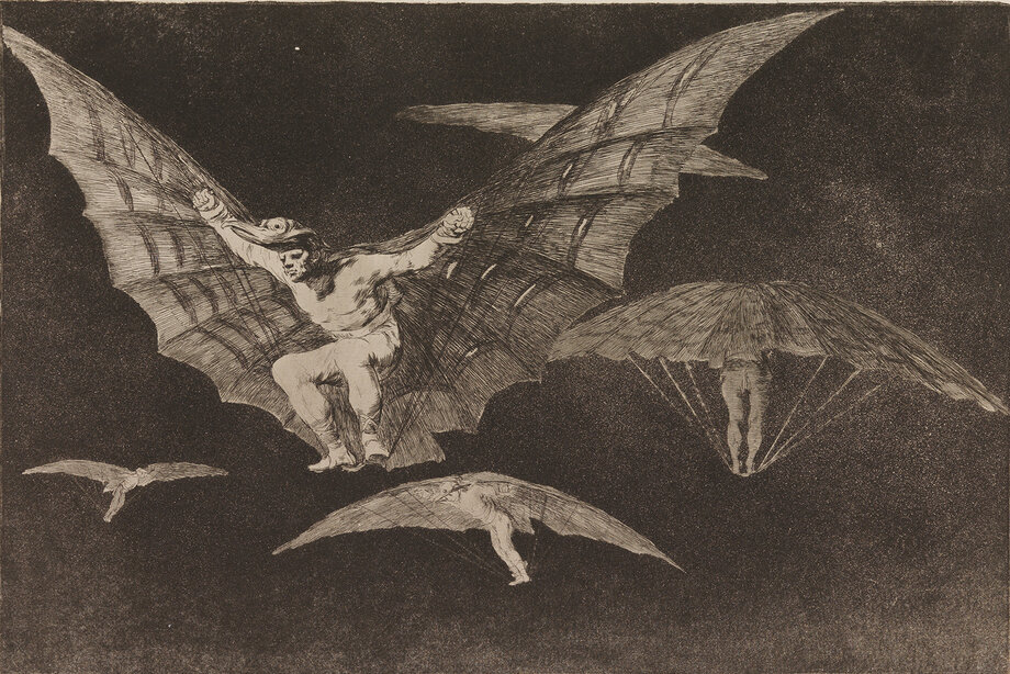 Francisco de Goya (1746-1828), Modo de volar (Eine Art zu fliegen), Detail um 1815/181, HAUM, Inv. Nr. ZL 87/6041, 6