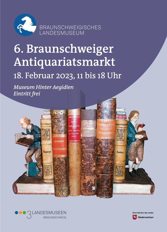 Ankündigungskarte für den 6. Braunschweiger Antiquariatsmarkt