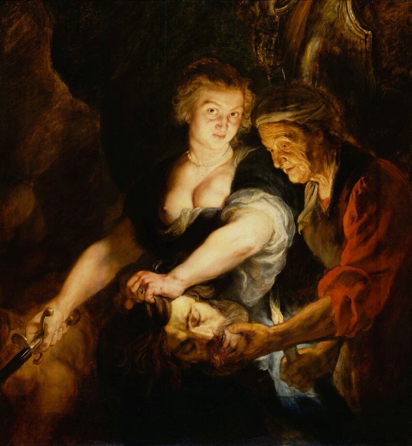 Peter Paul Rubens (1577-1640), Judith mit dem Haupt des Holofernes, Eichenholz, 120 X 111 cm