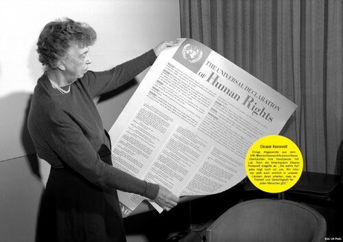 Eleanor Roosevelt mit der Allg Erkl der Menschrechte.