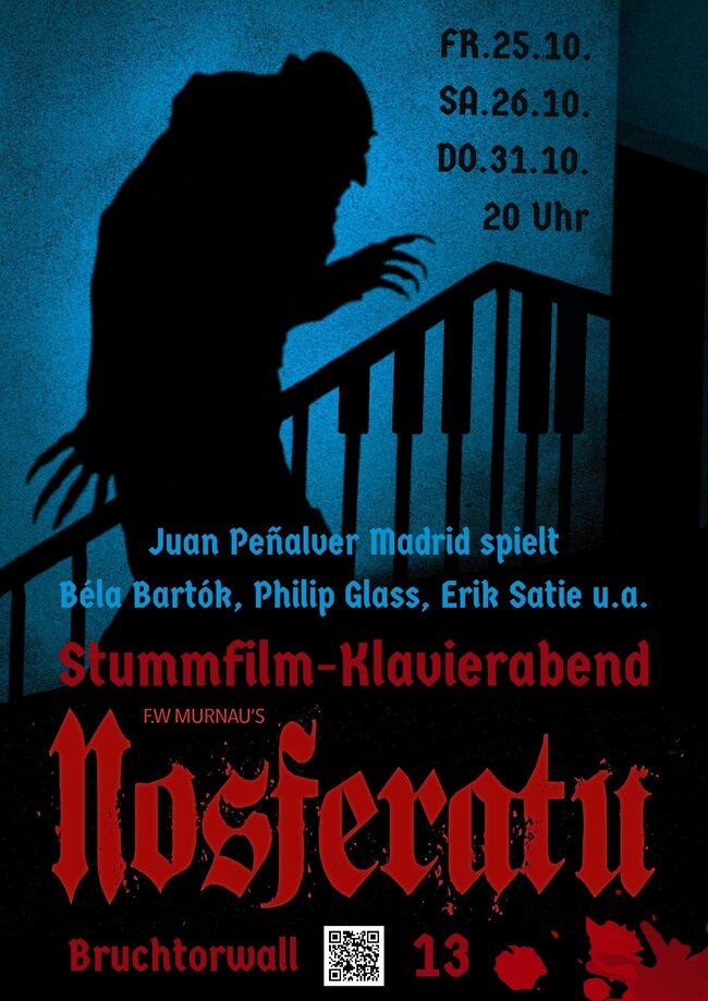 Nosferatu, Stummfilm-Klavierabend in Bruchtorwall 13, mit Juan Peñalver Madrid